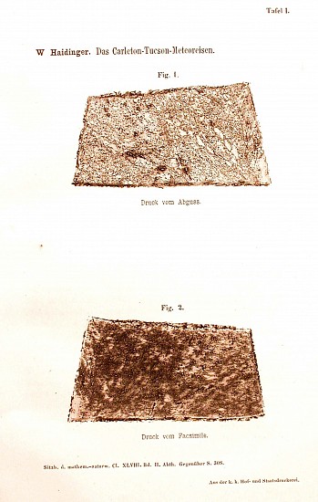 Mineralien, Das Carleton-Tuscon-Meteoreisen im K.K. Hof-Mineralien-Cabinete.
1863