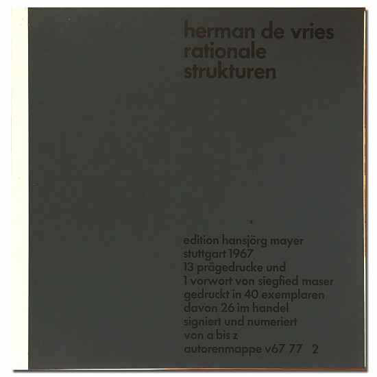 Herman De Vries, Rationale Strukturen
1967